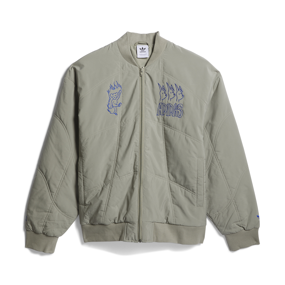 Adidas Dill Copa Quilt Jacket Silt Pebble Royal Blue