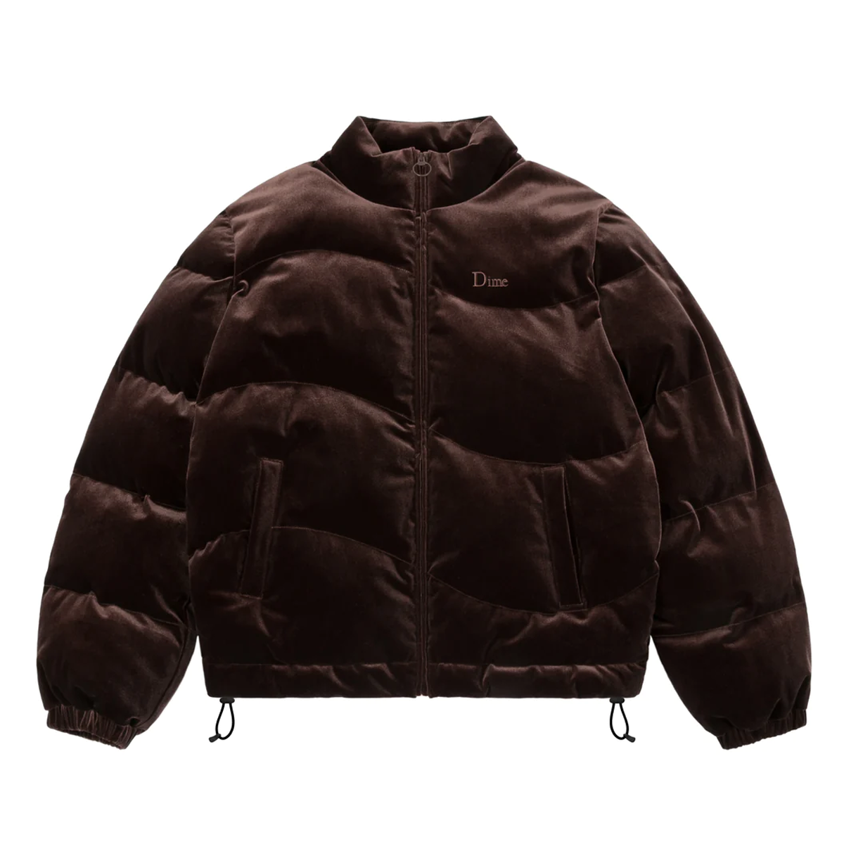 Dime Velvet Quilted Puffer Jacket - Espresso