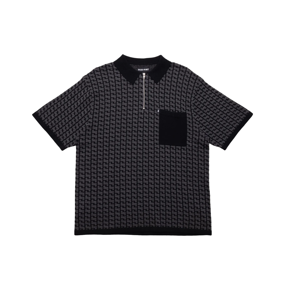 Passport Drain Knit Polo Shirt - Black - Directive Boardshop