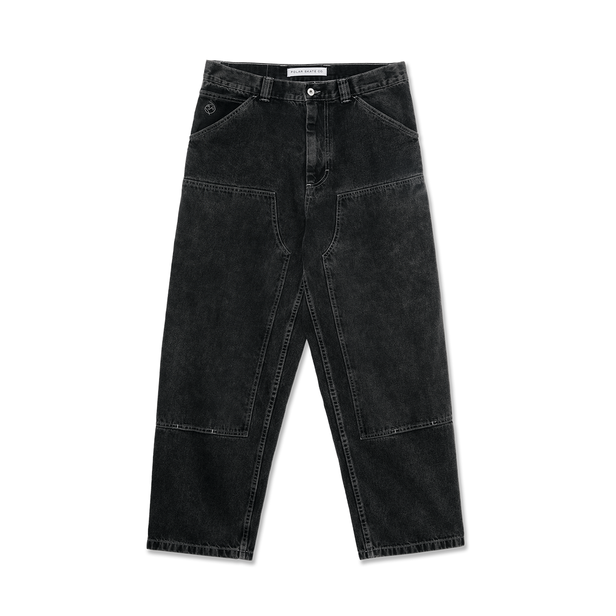 Polar Big Boy Double Knee Denim Work Pants - Silver Black