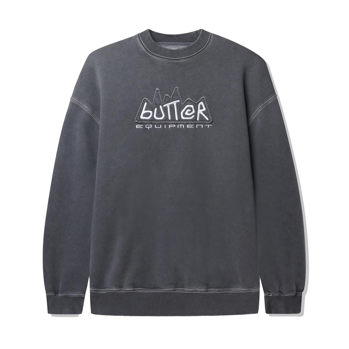 Butter Equipment Applique Crewneck - Washed Black