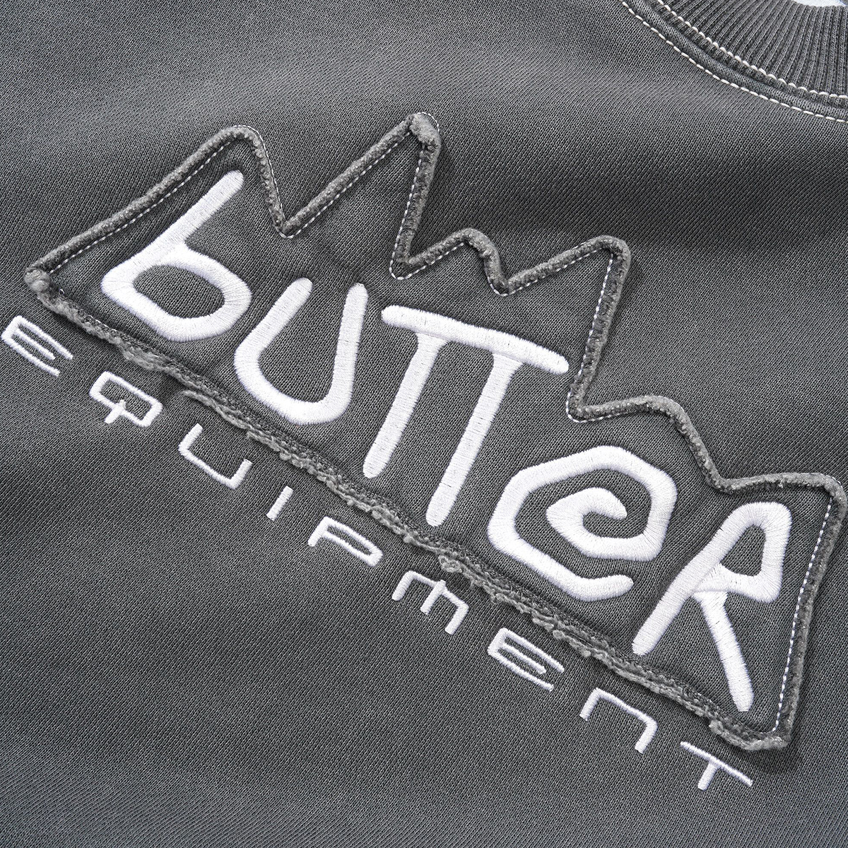 Butter Equipment Applique Crewneck - Washed Black