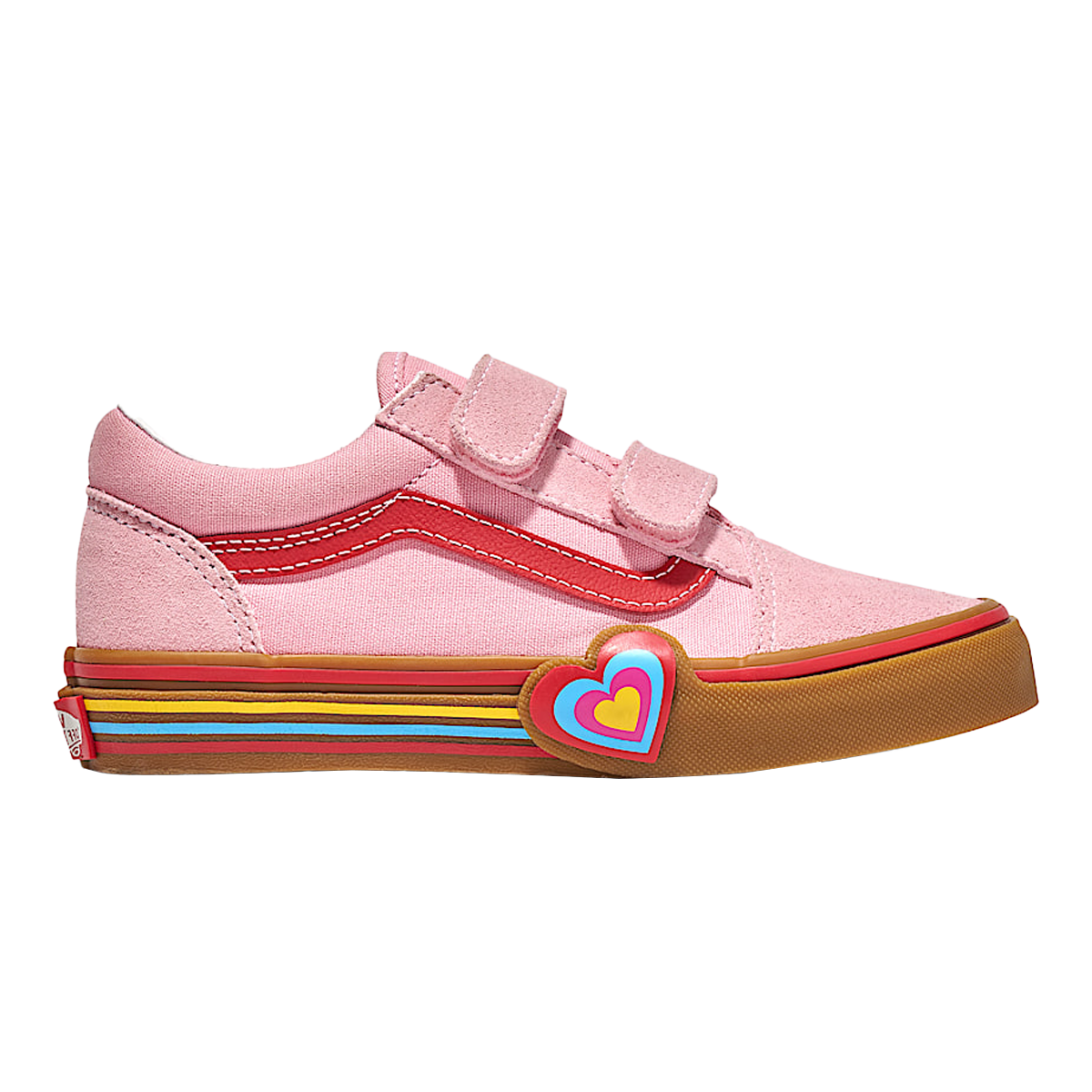 Vans Little Kids Old Skool V Heart Shoes - Pink / Multi