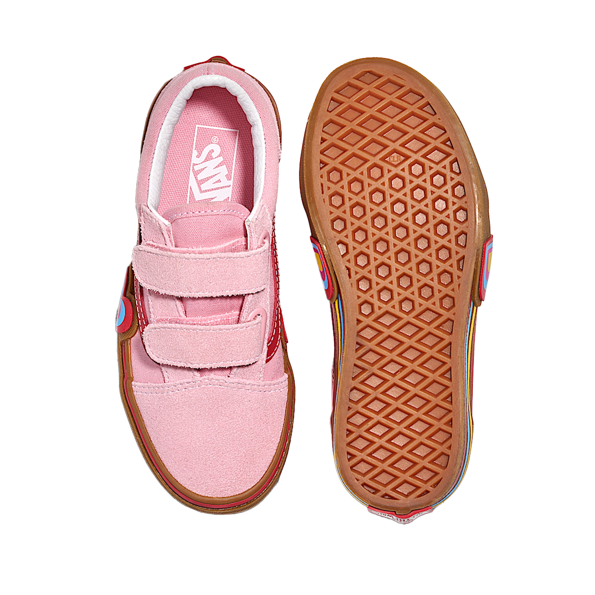 Vans Little Kids Old Skool V Heart Shoes - Pink / Multi