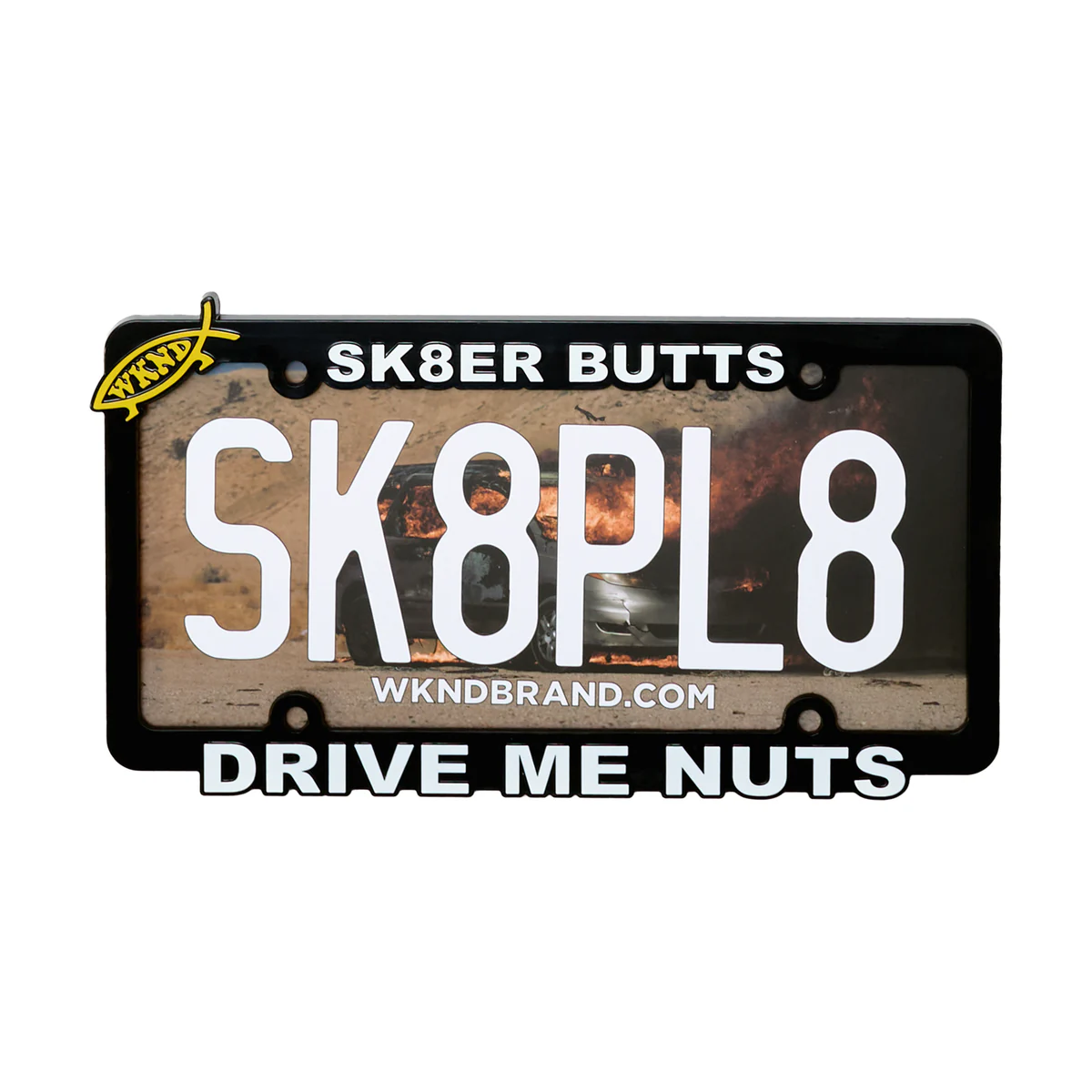 WKND Drive Me Nuts License Plate Frame - Black