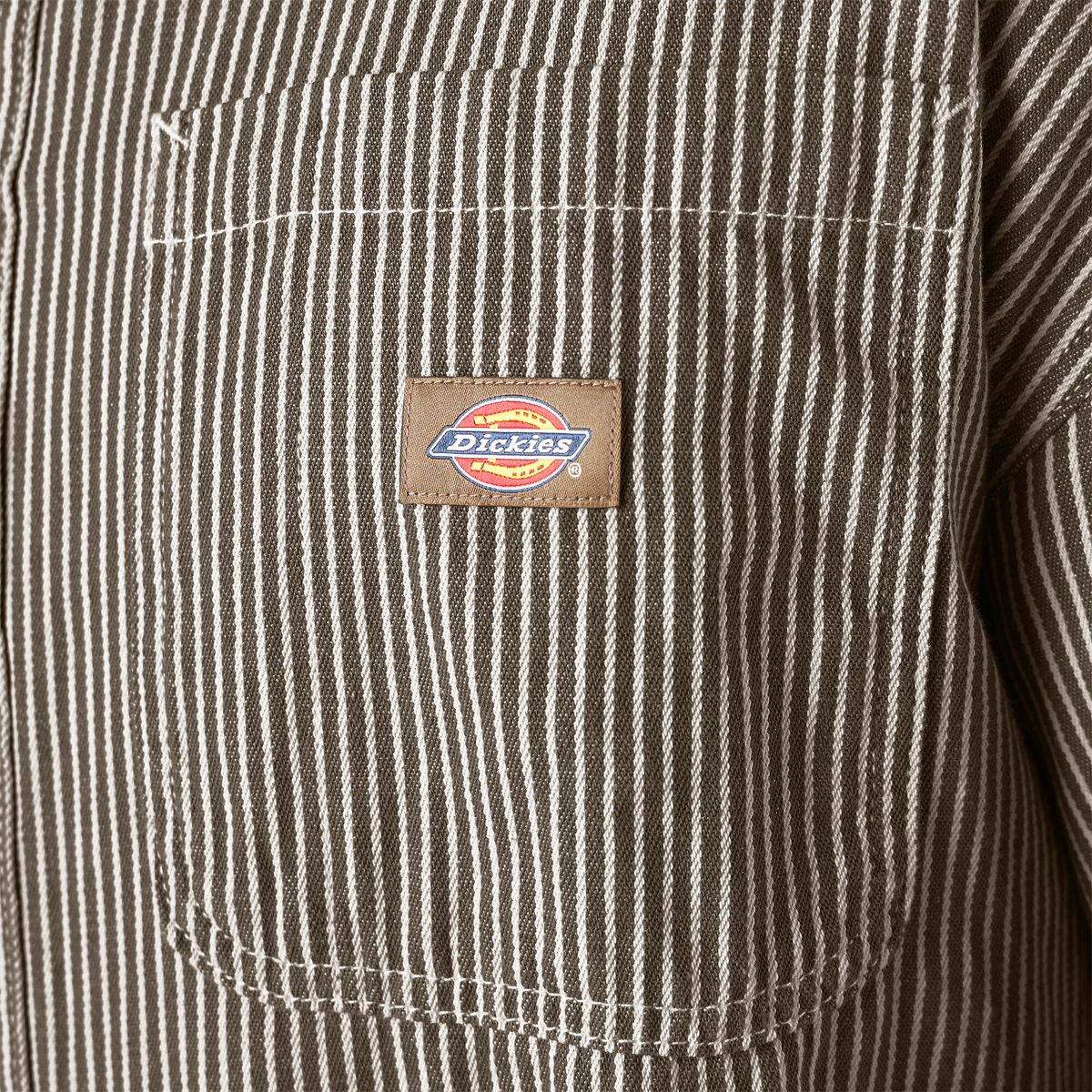 Dickies Hickory Stripe Button-Up Shirt - Mushroom