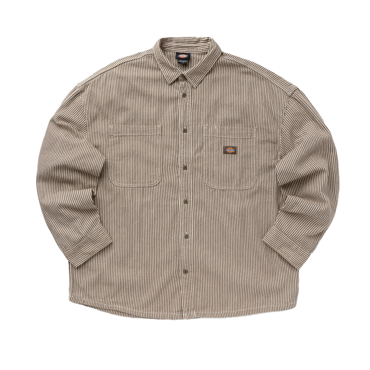 Dickies Hickory Stripe Button-Up Shirt - Mushroom