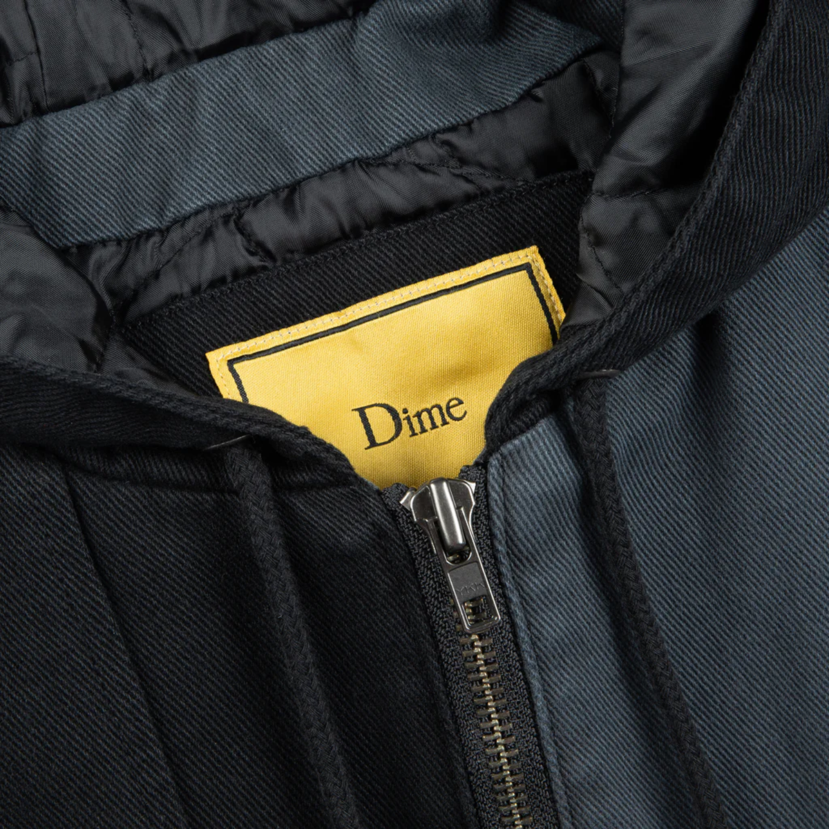 Dime Panel Denim Hooded Bomber Jacket - Charcoal