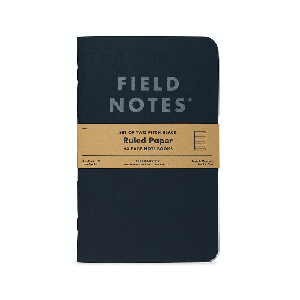 Field Notes Set of Two Pitch Black Ruled Paper Notebook