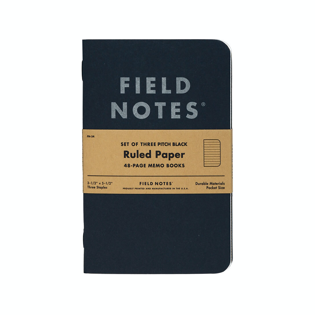 Field Notes Pitch Black Ruled Paper 3-Pack