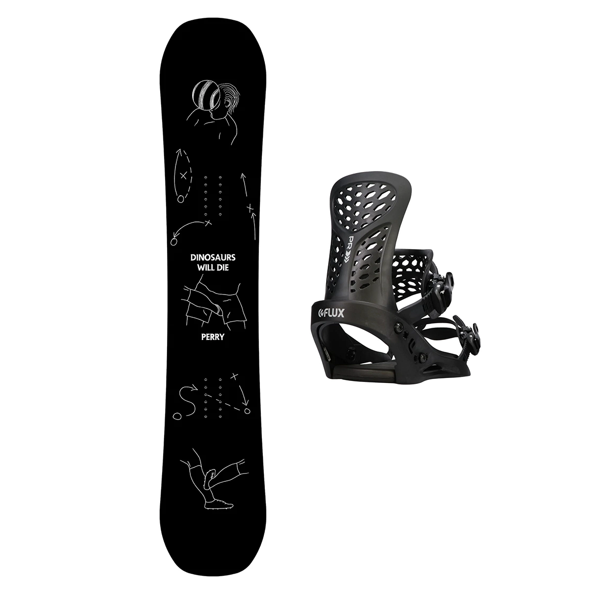 DWD Perry Snowboard with Flux PR Bindings Package